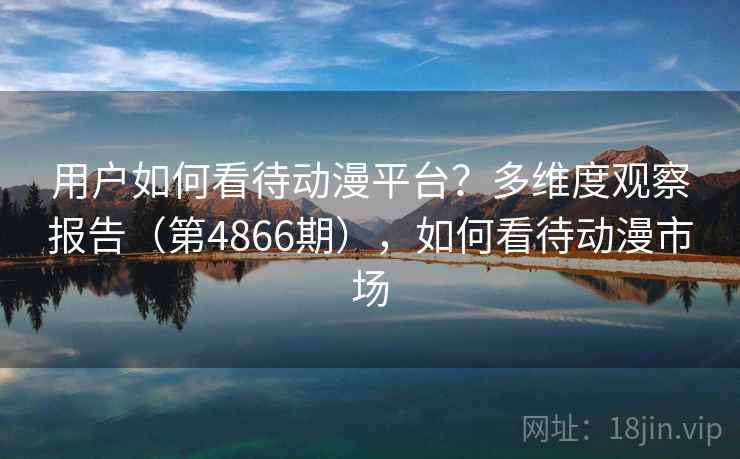 用户如何看待动漫平台？多维度观察报告（第4866期），如何看待动漫市场