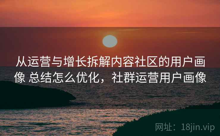 从运营与增长拆解内容社区的用户画像 总结怎么优化，社群运营用户画像
